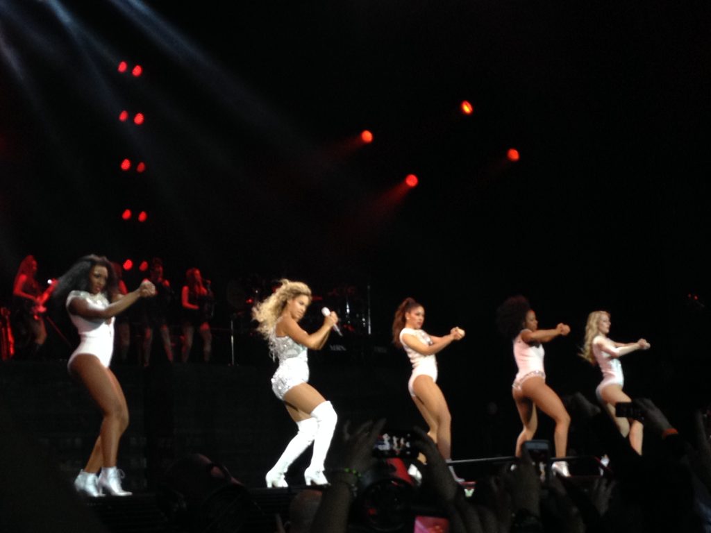 Beyonce during "Run the World (Girls)". The opening song and clearly a nod to International Women's Day.